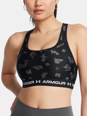 Ženski nedrček UNDER ARMOUR CROSSBACK MID PRINT 1361042-009 ČRNA