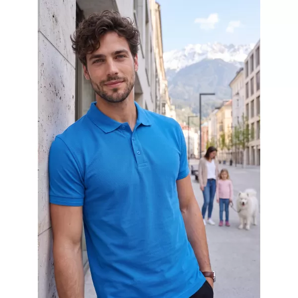  Moška majica s kratkimi rokavi z ovratnikom ALTISPORT NoPrint NP/ALM302 DIHALKA MODRA 
