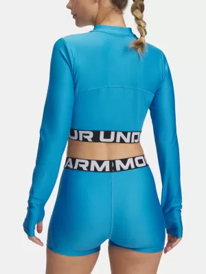 Ženska majica s kratkimi rokavi UNDER ARMOUR HEATGEAR RIB 1/4 ZIP LS 1388692-453 MODRA