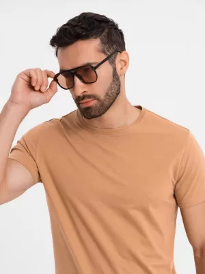Srajca OMBRE OM-TSBS-0236 RJAVA