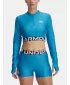 Ženska majica s kratkimi rokavi UNDER ARMOUR HEATGEAR RIB 1/4 ZIP LS 1388692-453 MODRA