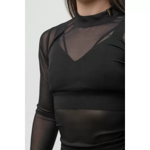  Ženski top z dolgimi rokavi INTENSE Sheer 847 Gold BLACK/GOLD Nebbia 