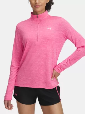 Ženska majica s kratkimi rokavi UNDER ARMOUR TECH 1/2 ZIP- TWIST 1384225-672 ROZA
