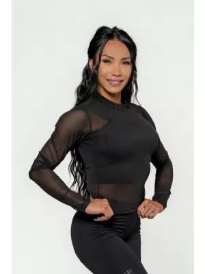 Ženski top z dolgimi rokavi INTENSE Sheer 847 Gold BLACK/GOLD Nebbia