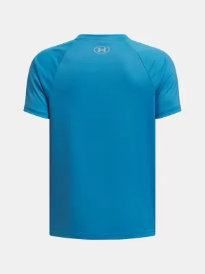 Fantovska majica s kratkimi rokavi UNDER ARMOUR TECH SPLIT WORDMARK SS 1383010-452 MODRA