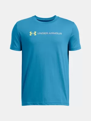 Fantovska majica s kratkimi rokavi UNDER ARMOUR B LOGO WORDMARK SS 1389963-452 MODRA