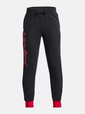 Fantovske trenirke UNDER ARMOUR RIVAL FLEECE SCRIPT JGRS 1379789-001 ČRNA