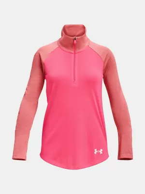 Dekliška majica s kratkimi rokavi UNDER ARMOUR TECH GRAPHIC 1/2 ZIP 1377586-683 ROZA