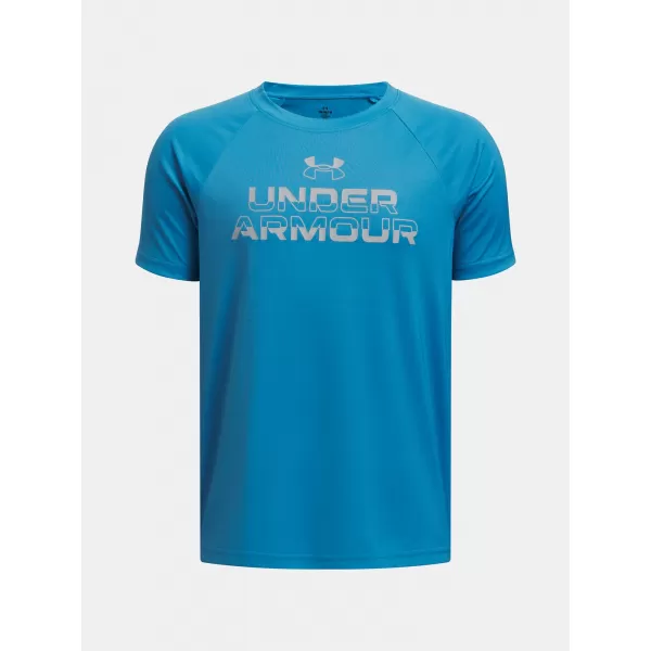 Fantovska majica s kratkimi rokavi UNDER ARMOUR TECH SPLIT WORDMARK SS 1383010-452 MODRA 