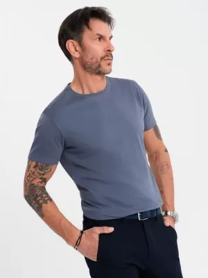 Srajca OMBRE OM-TSBS-0236 MODRI ​​DENIM