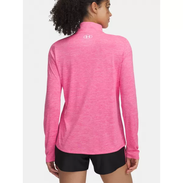  Ženska majica s kratkimi rokavi UNDER ARMOUR TECH 1/2 ZIP- TWIST 1384225-672 ROZA 