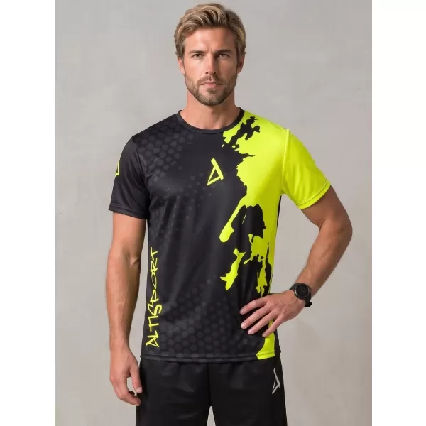  Moška premium funkcionalna majica s kratkimi rokavi ALTISPORT VOJ/ALM112TR01 ČRNO-FLUO RUMENA 