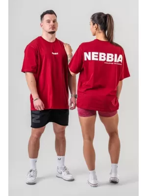 Oversized majica s kratkimi rokavi GYM ESSENTIALS 381 TEMNO RDEČA Nebbia