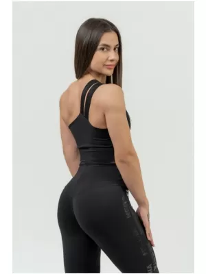 Ženski športni nedrček z visoko oporo INTENSE Asymmetric 841 BLACK/GOLD Nebbia