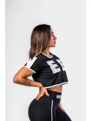 Crop top majica s kratkimi rokavi GAME ON 610 BLACK Nebbia