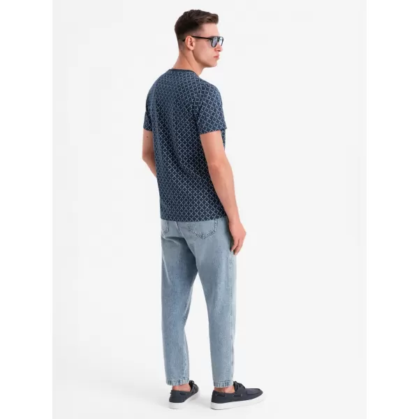  Moška majica s kratkimi rokavi OMBRE OM-TSFP-0250 MORNARSKO MODRA 