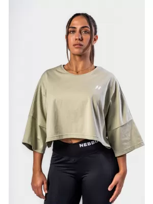 Oversized crop majica s kratkimi rokavi JUST FLOW 431 SVETLO ZELENA Nebbia