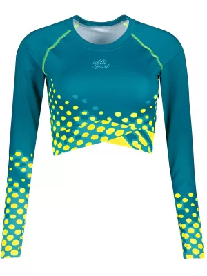 Ženski funkcionalni vrhunski kratki top ALTISPORT VOJ/ALW109TR04 SMARAGDNO/FLUO RUMENA