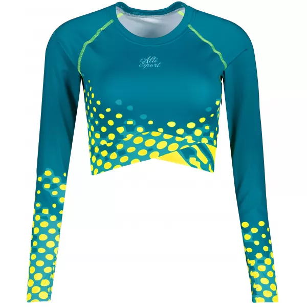  Ženski funkcionalni vrhunski kratki top ALTISPORT VOJ/ALW109TR04 SMARAGDNO/FLUO RUMENA 