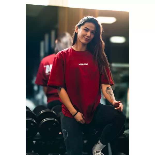  Oversized majica s kratkimi rokavi GYM ESSENTIALS 381 TEMNO RDEČA Nebbia 