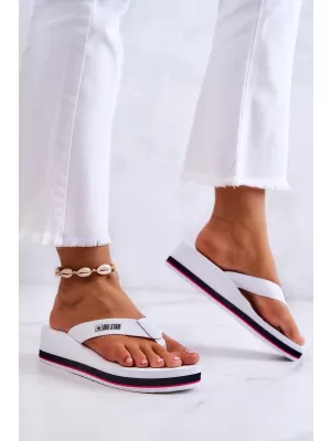 Ženske japonke na klin BIG STAR JJ274A333 WHITE Big Star Shoes