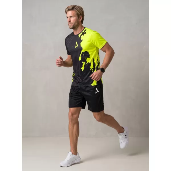  Moška premium funkcionalna majica s kratkimi rokavi ALTISPORT VOJ/ALM112TR01 ČRNO-FLUO RUMENA 
