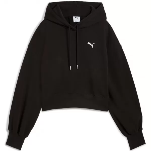  Damske trenirke PUMA WARDROBE ESS RELAXED CROPPED HOODIE TR 629746-01 ČRN 