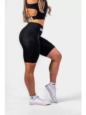 GYM THERAPY 628 ČRNE kolesarske kratke hlače Nebbia z 10-palčnim visokim pasom