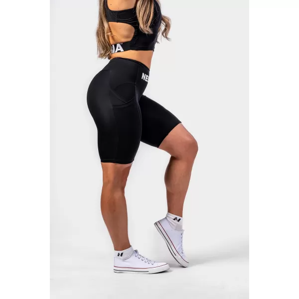  GYM THERAPY 628 ČRNE kolesarske kratke hlače Nebbia z 10-palčnim visokim pasom 