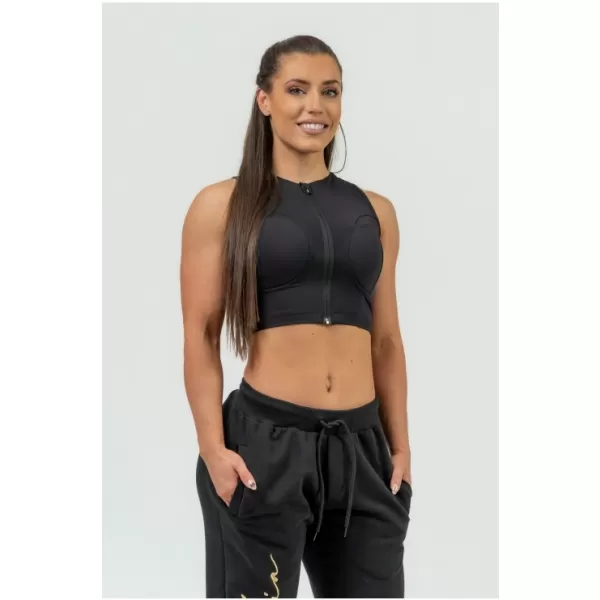  Ženski kratki top z visoko oporo INTENSE Mesh 842 BLACK Nebbia 