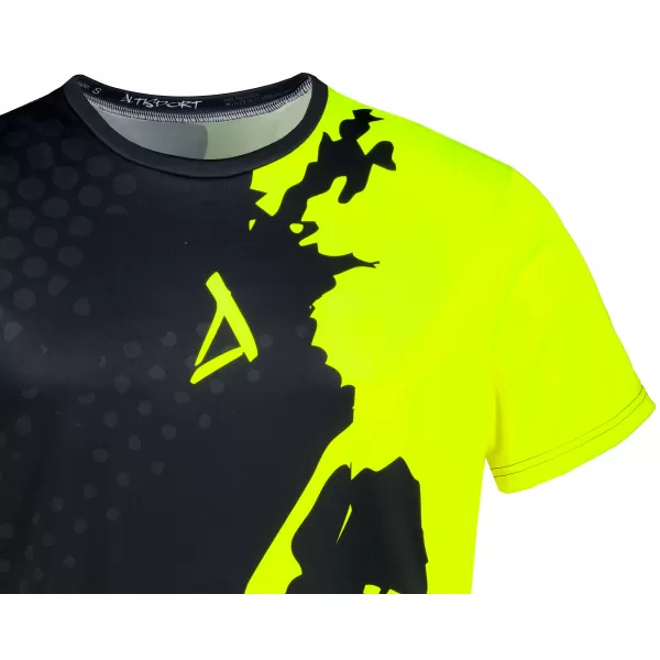  Moška premium funkcionalna majica s kratkimi rokavi ALTISPORT VOJ/ALM112TR01 ČRNO-FLUO RUMENA 