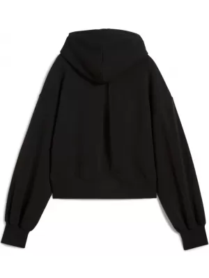 Damske trenirke PUMA WARDROBE ESS RELAXED CROPPED HOODIE TR 629746-01 ČRN