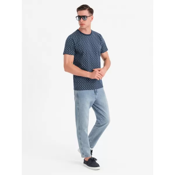  Moška majica s kratkimi rokavi OMBRE OM-TSFP-0250 MORNARSKO MODRA 