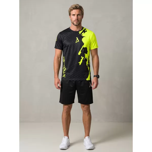  Moška premium funkcionalna majica s kratkimi rokavi ALTISPORT VOJ/ALM112TR01 ČRNO-FLUO RUMENA 