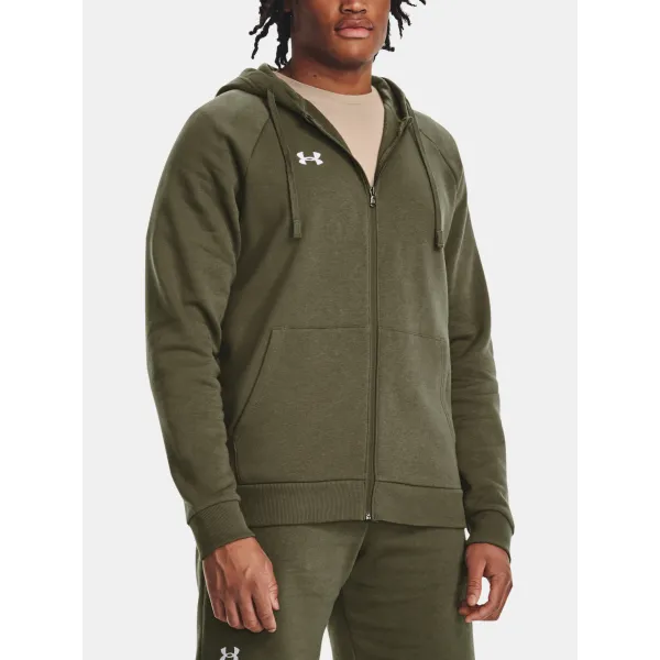  Moški pulover UNDER ARMOUR RIVAL FLEECE FZ HOODIE 1379767-390 ZELENA 