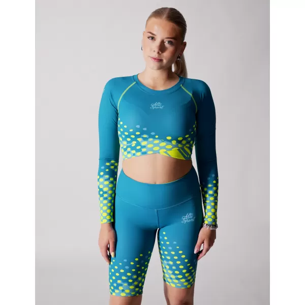  Ženski funkcionalni vrhunski kratki top ALTISPORT VOJ/ALW109TR04 SMARAGDNO/FLUO RUMENA 