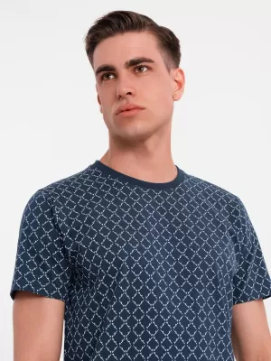 Moška majica s kratkimi rokavi OMBRE OM-TSFP-0250 MORNARSKO MODRA
