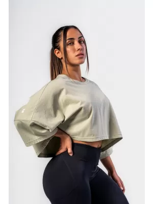 Oversized crop majica s kratkimi rokavi JUST FLOW 431 SVETLO ZELENA Nebbia