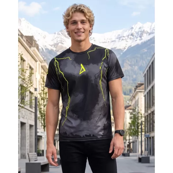  Moška premium funkcionalna majica s kratkimi rokavi ALTISPORT VOJ/ALM113TR01 ČRNO-FLUO RUMENA 