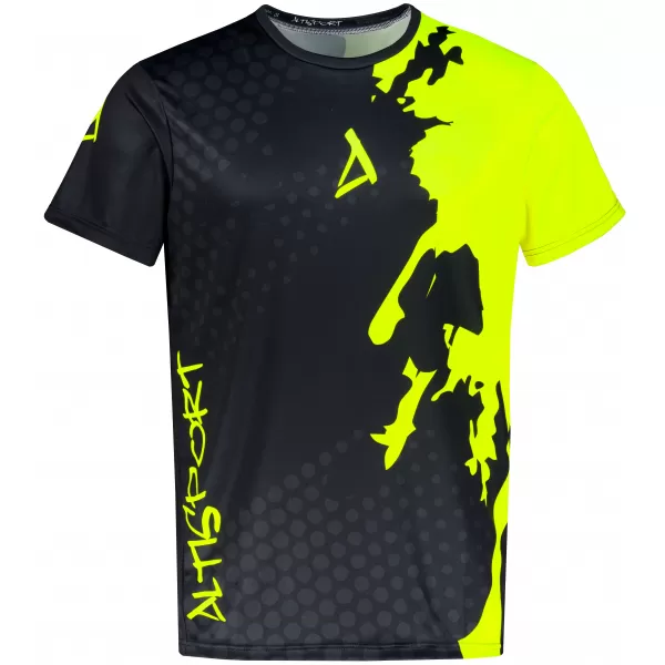  Moška premium funkcionalna majica s kratkimi rokavi ALTISPORT VOJ/ALM112TR01 ČRNO-FLUO RUMENA 