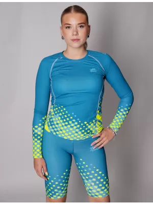 Ženska premium funkcionalna majica z dolgimi rokavi ALTISPORT VOJ/ALW109TR03 SMARAGDNO/FLUO RUMENA