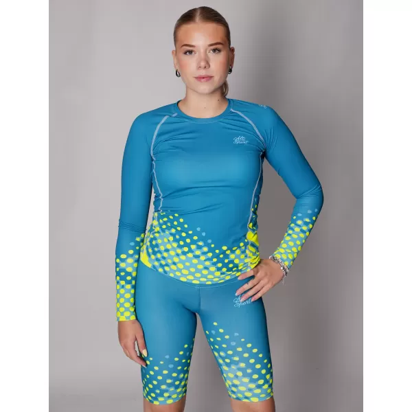  Ženska premium funkcionalna majica z dolgimi rokavi ALTISPORT VOJ/ALW109TR03 SMARAGDNO/FLUO RUMENA 