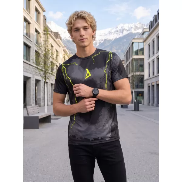  Moška premium funkcionalna majica s kratkimi rokavi ALTISPORT VOJ/ALM113TR01 ČRNO-FLUO RUMENA 