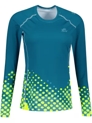 Ženska premium funkcionalna majica z dolgimi rokavi ALTISPORT VOJ/ALW109TR03 SMARAGDNO/FLUO RUMENA