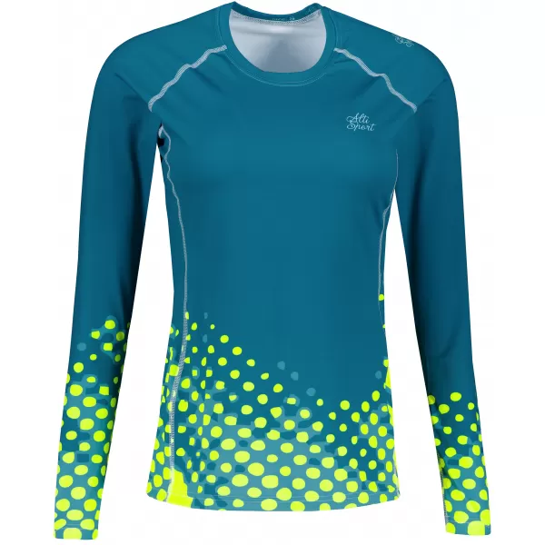  Ženska premium funkcionalna majica z dolgimi rokavi ALTISPORT VOJ/ALW109TR03 SMARAGDNO/FLUO RUMENA 