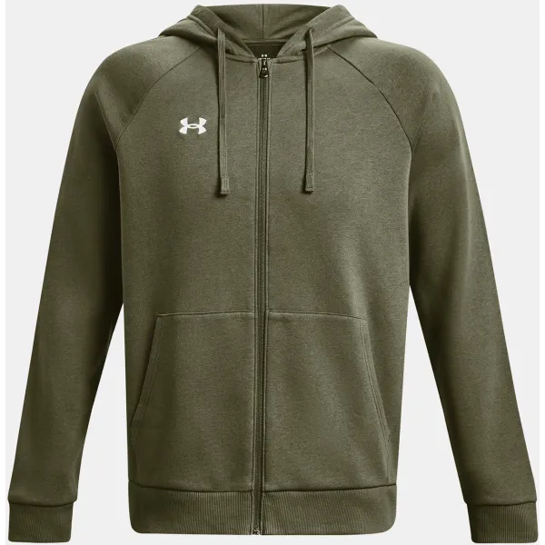  Moški pulover UNDER ARMOUR RIVAL FLEECE FZ HOODIE 1379767-390 ZELENA 