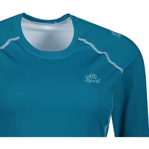  Ženska premium funkcionalna majica z dolgimi rokavi ALTISPORT VOJ/ALW109TR03 SMARAGDNO/FLUO RUMENA 