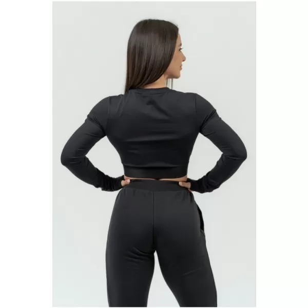  Ženski crop top z dolgimi rokavi INTENSE Perform 839 BLACK Nebbia 