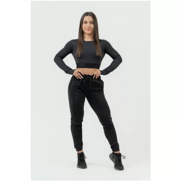  Ženski crop top z dolgimi rokavi INTENSE Perform 839 BLACK Nebbia 