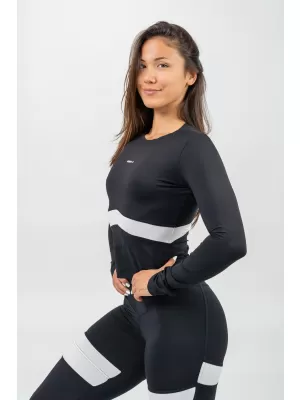 Črn top z dolgimi rokavi TRUE HERO 242 BLACK Nebbia